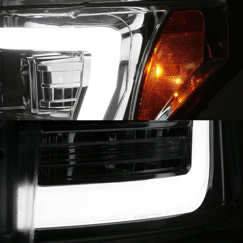 AKKON – Para 2011-2016 Ford F250 F350 F450 F550 Superduty LED Tube Chrome Proyector Faros Conductor+Pasajero Par