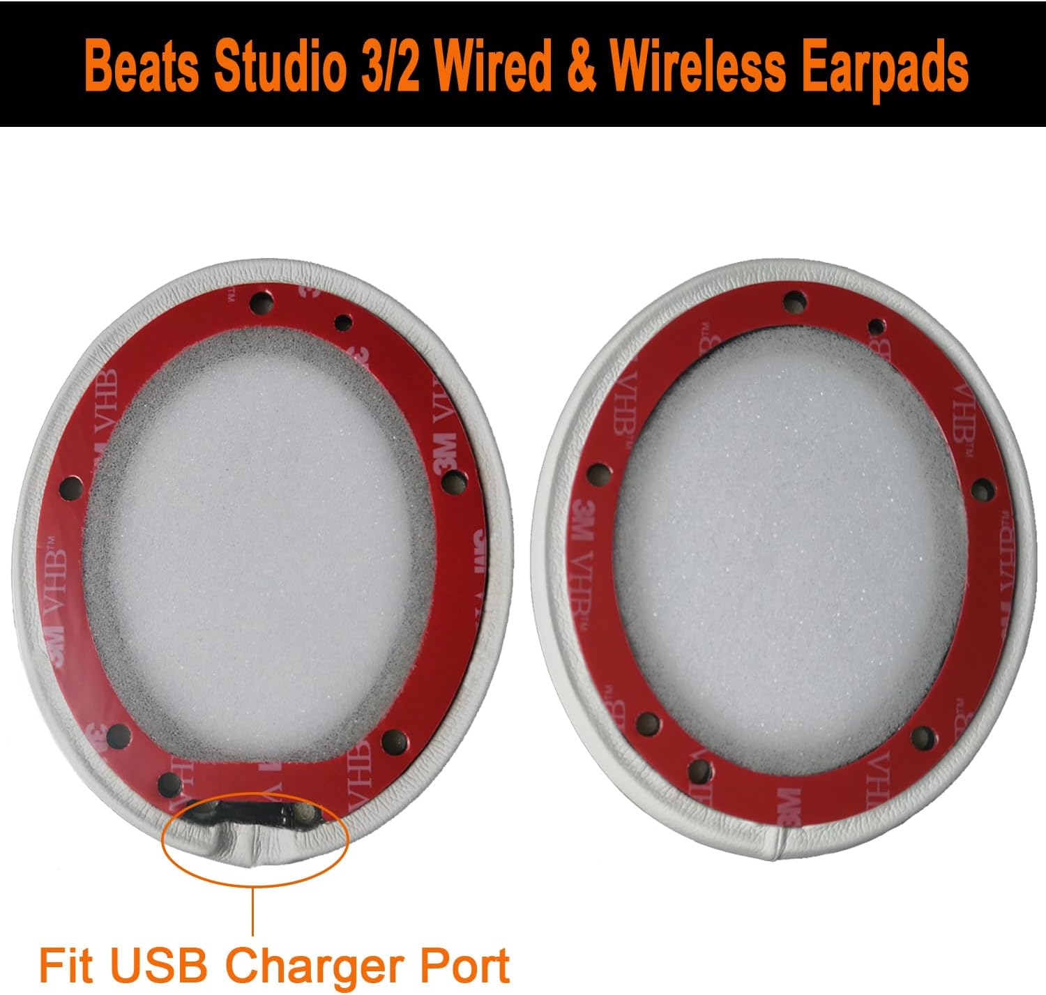 Almohadillas de repuesto para auriculares inalámbricos Beats Studio 2 y Studio 3, almohadillas para los oídos con cuero proteico suave, espuma