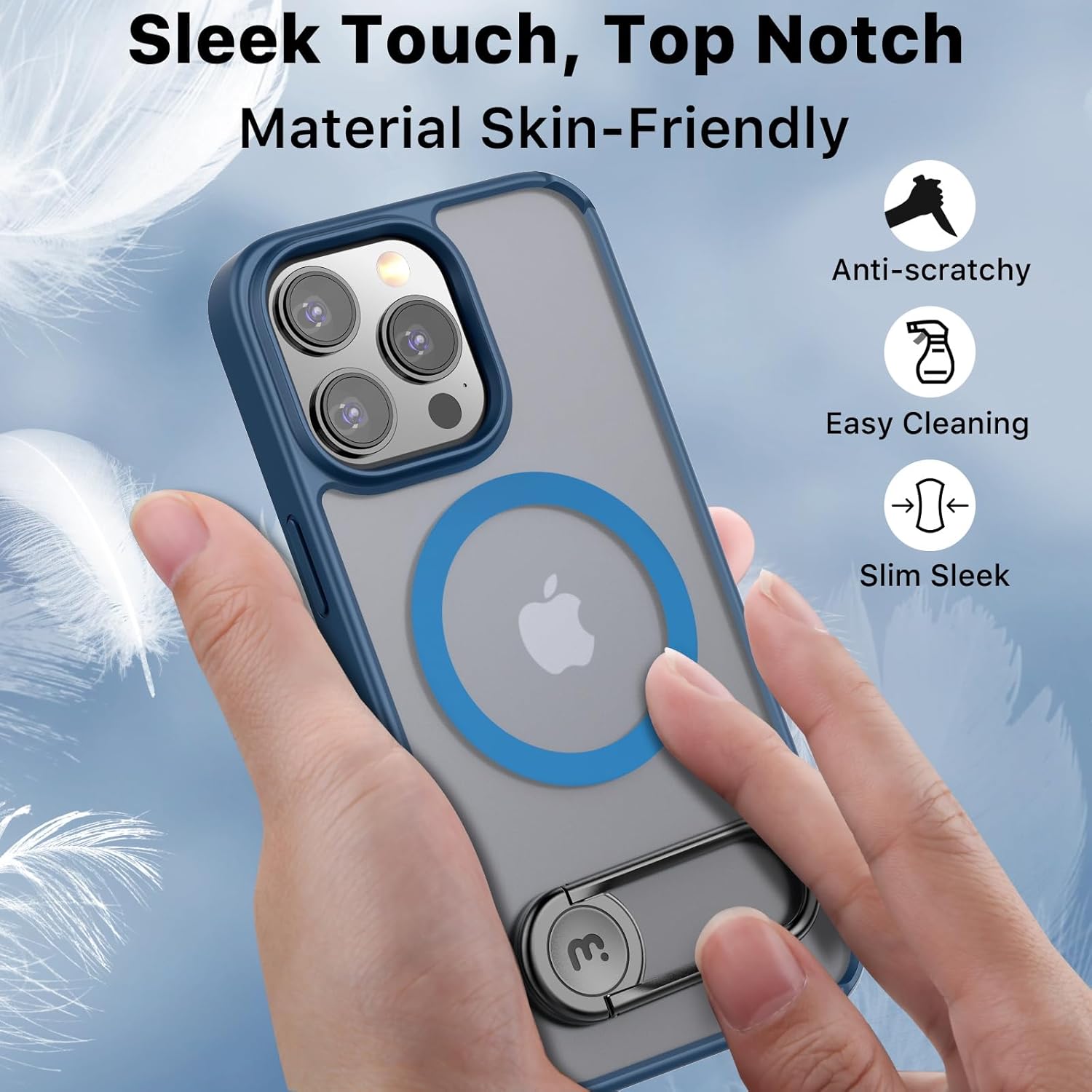 MYBAT PRO Lunar Series iPhone 15 Pro Max Case Compatible with MagSafe and Metal Swivel Kickstand  Translucent Matte Hard Back  Slim,