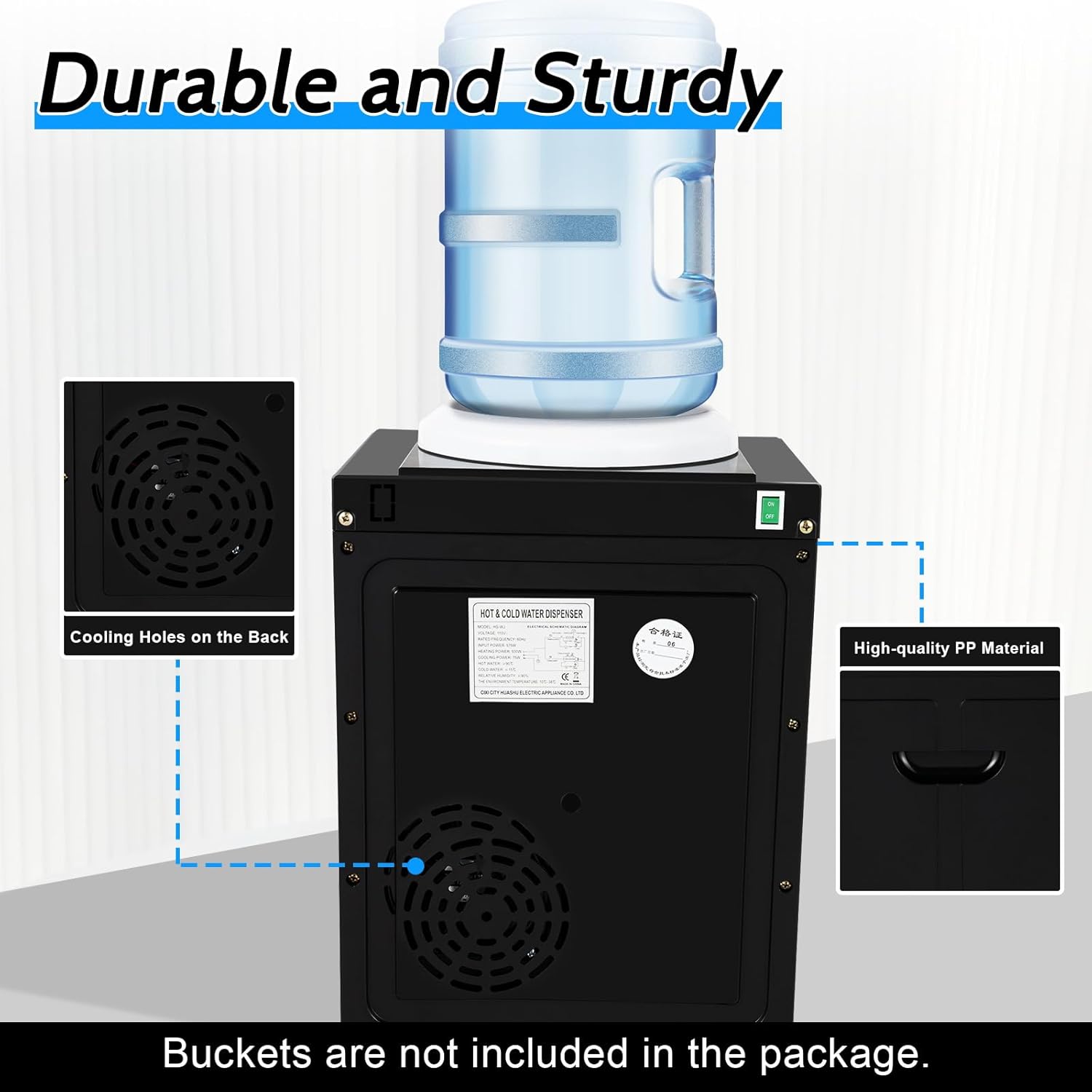 Dispensador de enfriador de agua comercial para botellas de 5 galones, dispensador de agua eléctrico de carga superior caliente y fría para oficina