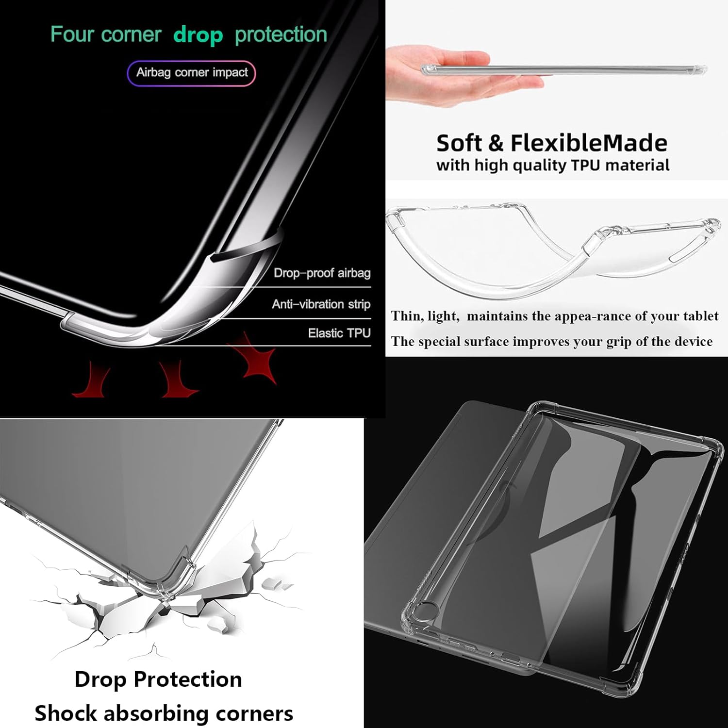 Funda transparente para Samsung Galaxy Tab A7 Lite de 8.7 pulgadas, modelo 2021 (SM-T220T225T227), esquinas a prueba de golpes, protección contra