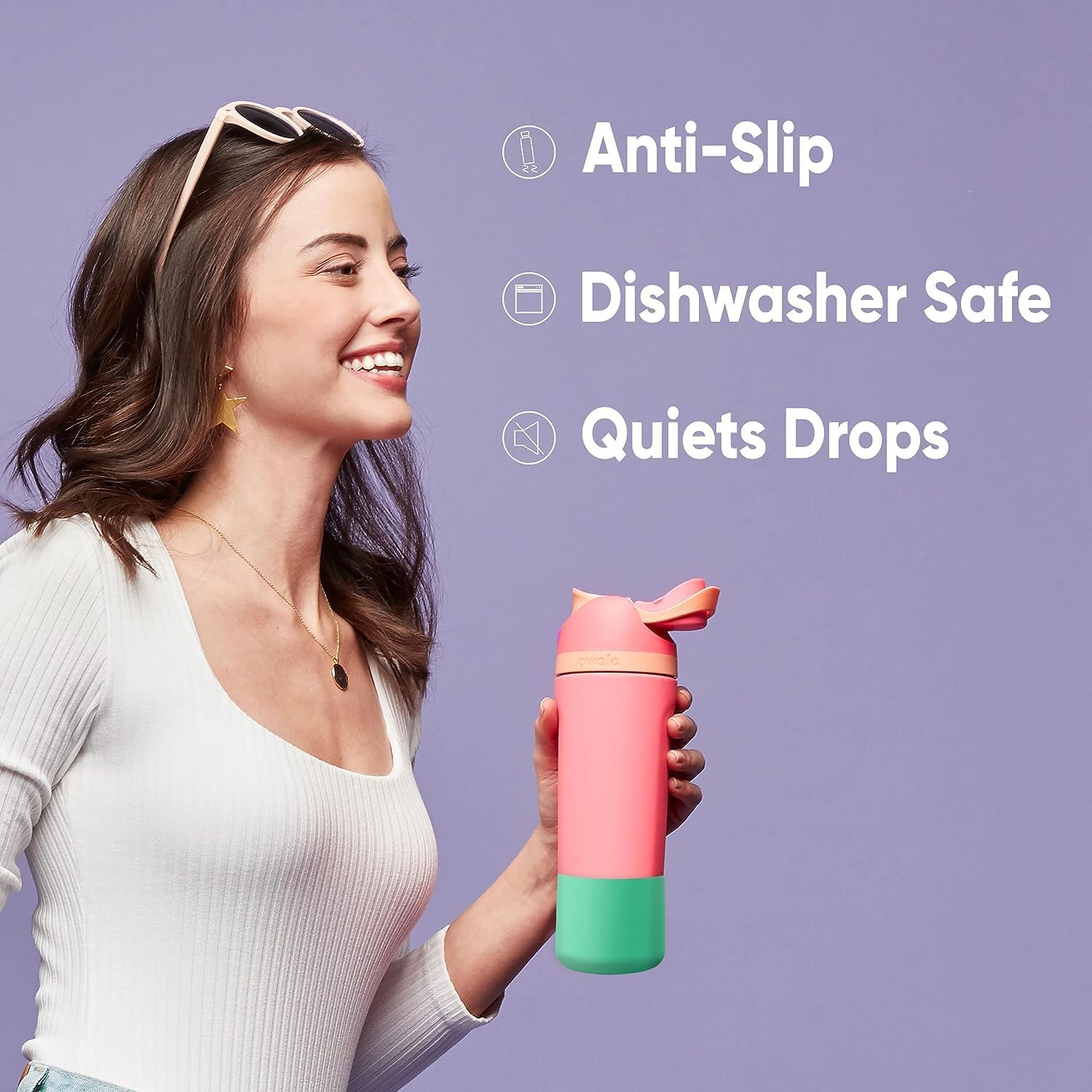 Owala Funda protectora antideslizante para botella de agua, protege las botellas de agua de acero inoxidable FreeSip y Flip, 40 onzas, color gris