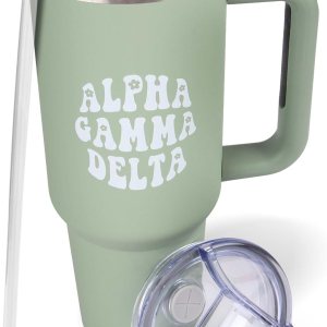 Sorority Shop Alpha Gamma Delta – Vaso con asa de 40 onzas, para mejor amiga, bonito vaso grabado de hermandad, vasos aislados para mantener tus Sorority Shop Alpha Gamma Delta – Vaso con asa de 40 onzas, para mejor amiga, bonito vaso grabado de hermandad, vasos aislados para mantener tus