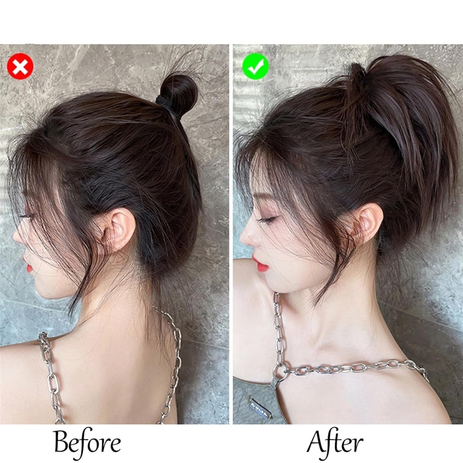 Extensiones de moño de cabello sintético, extensiones de moño desordenadas, esponjosas, de cabello lacio, banda elástica, moño, extensiones de