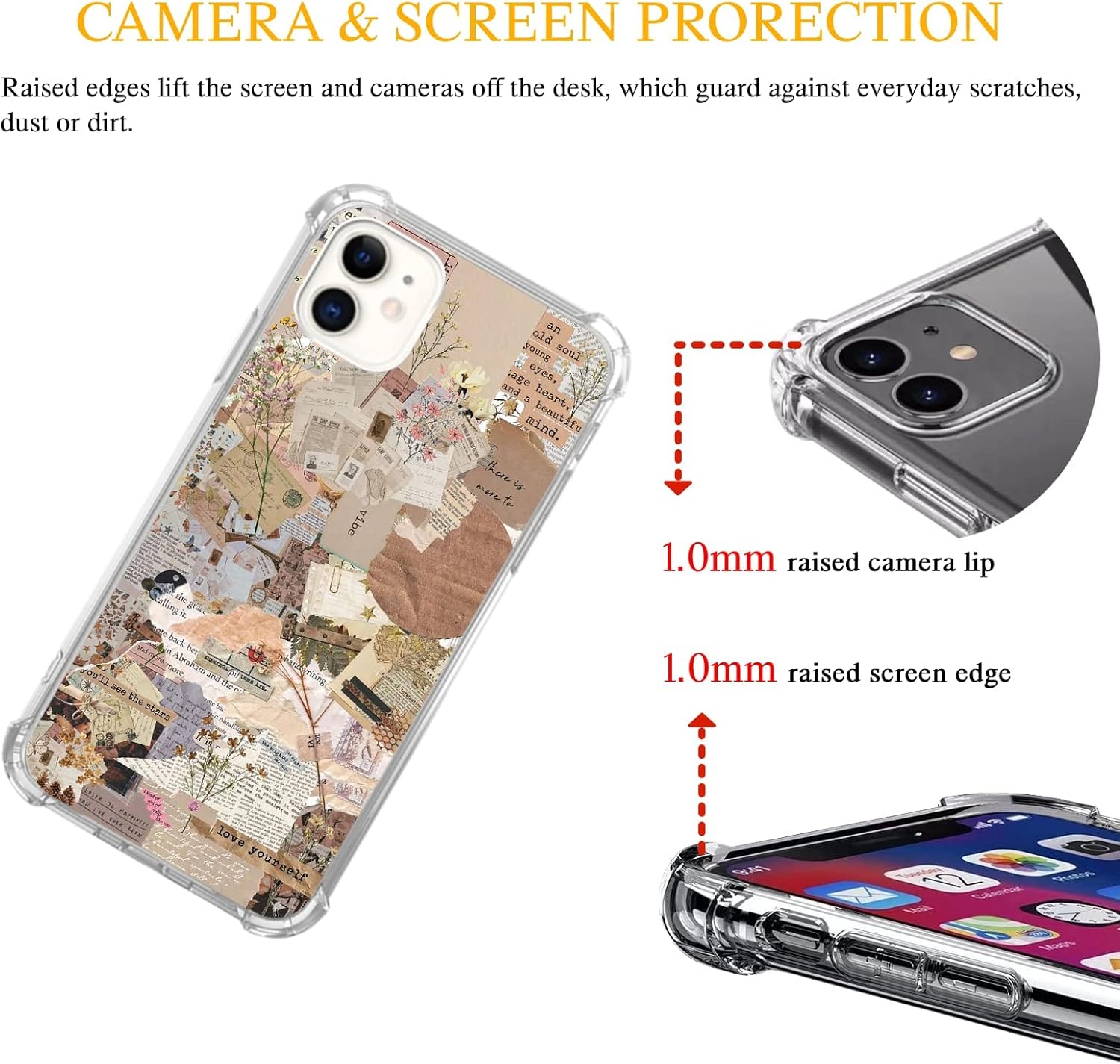 Funda de collage de periódicos estéticos marrón compatible con iPhone 11, con citas hippies trippy estilo de vida para iPhone 11 para adolescentes,