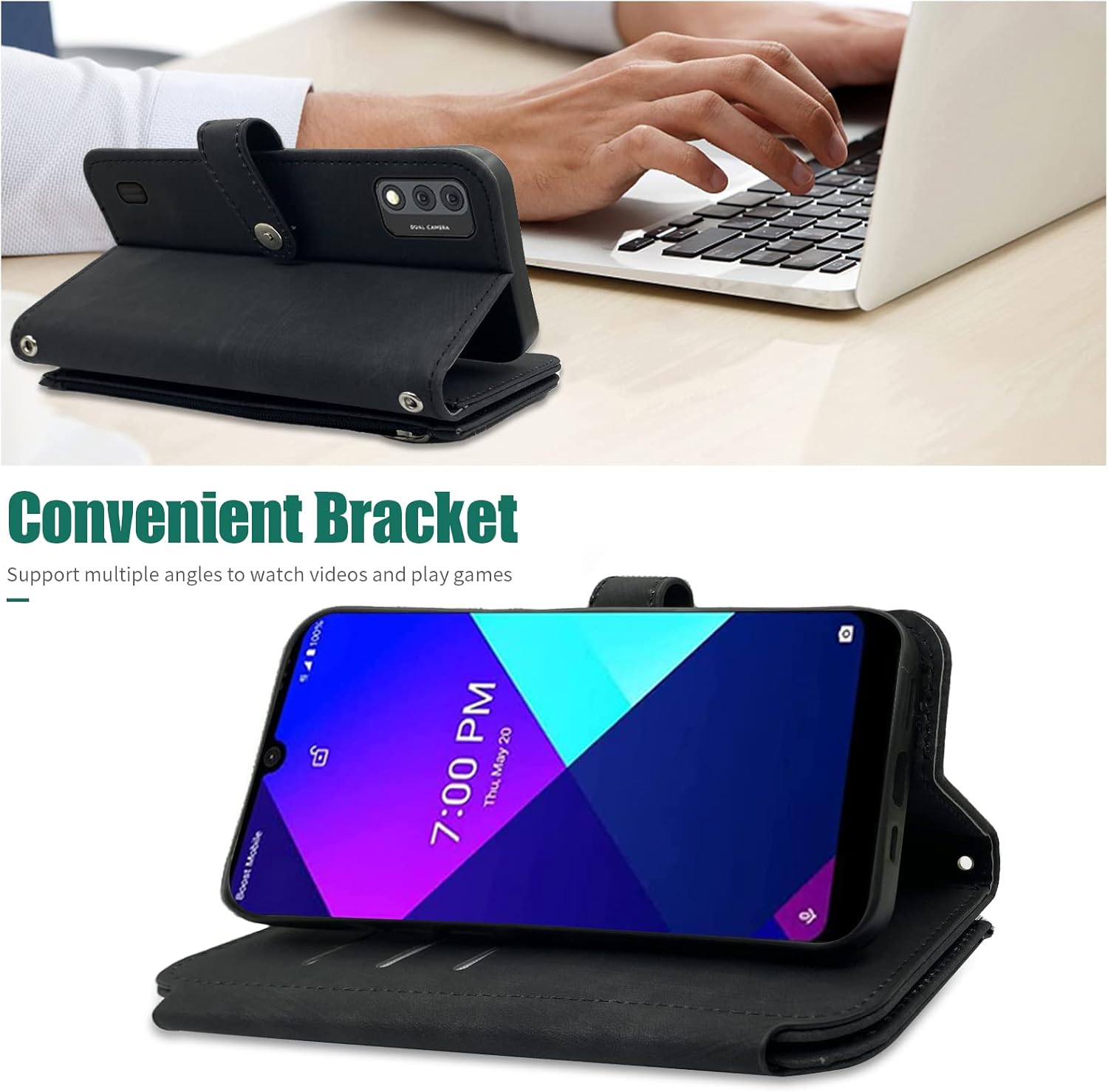 Compatible con Wiko Ride 3 – Funda tipo cartera con 9 ranuras para tarjetas, soporte de cuero retro, soporte para tarjetas, accesorios para