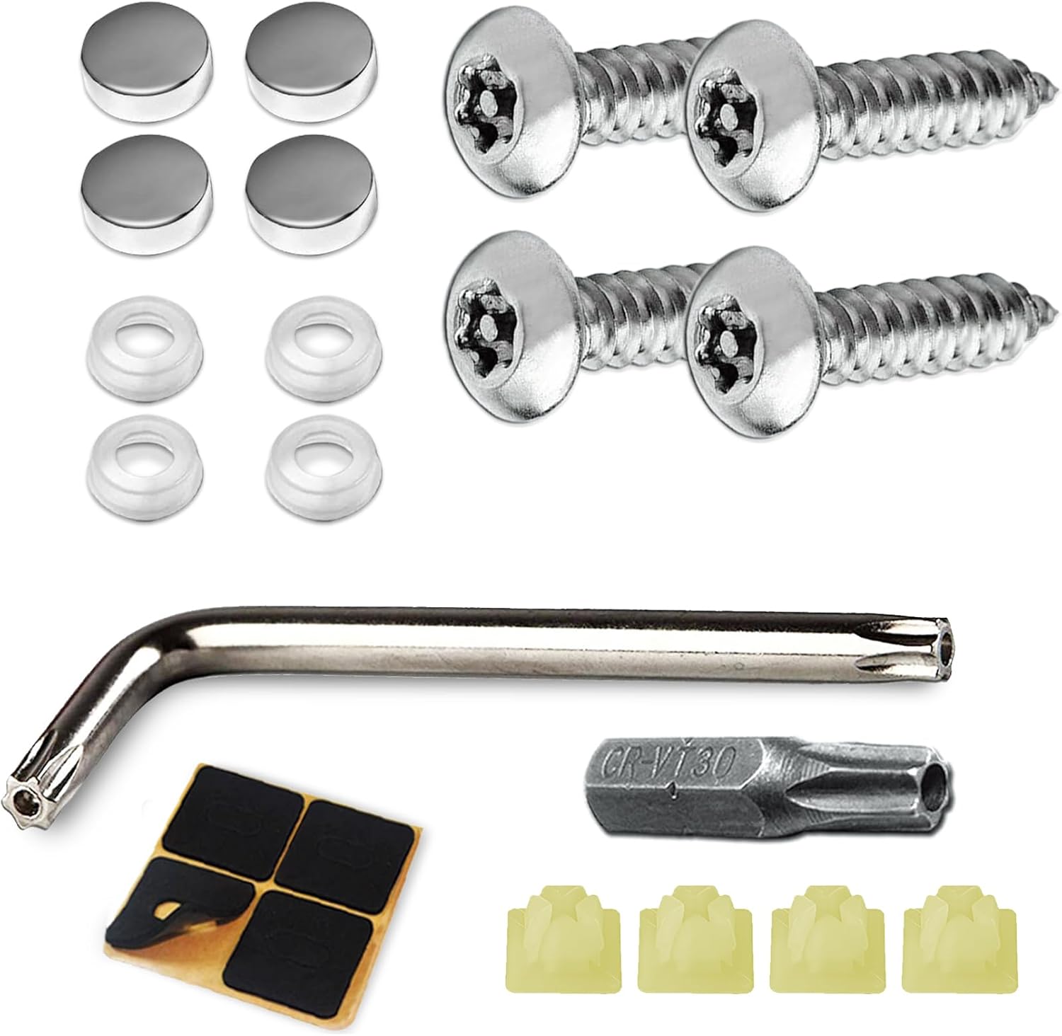 Juego de 4 tornillos negros antirrobo para placa de matrícula, accesorios de montaje de placa de matrícula de acero inoxidable inoxidables,