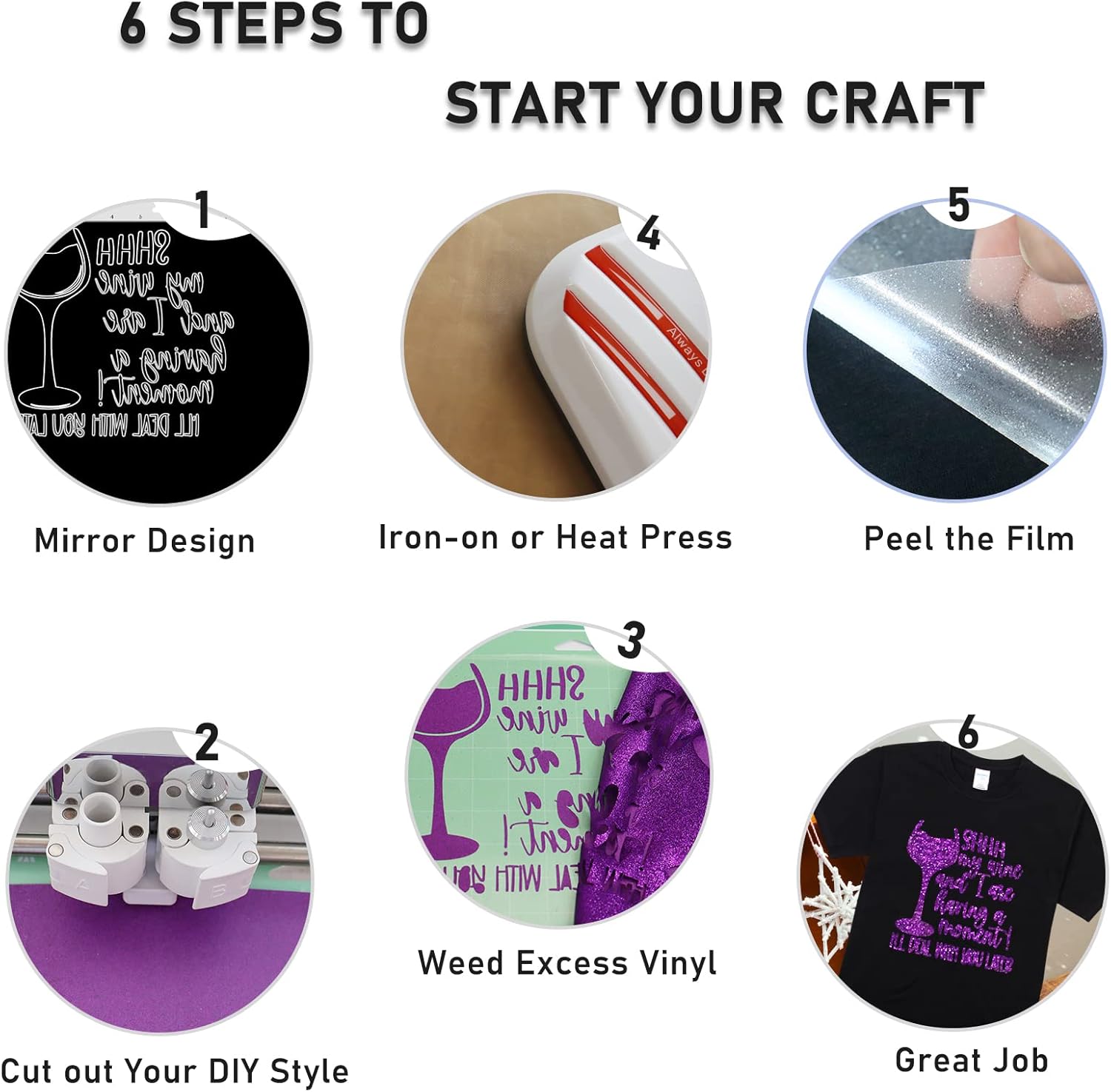 Rollo de vinilo de transferencia de calor HTV con purpurina, vinilo para planchar con purpurina para Cricut y Silhouette Cameo, vinilo con purpurina