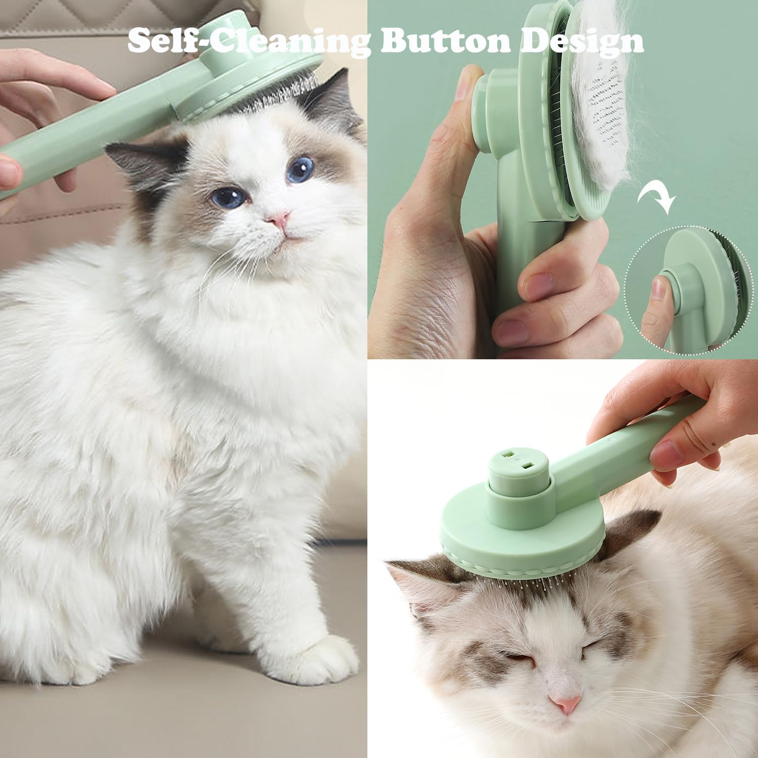 Cepillo de aseo para gatos  Cepillo de baño de silicona para gatos y perros, cepillo de baño para perros y gatos, 3 cepillos limpiadores de pelo de