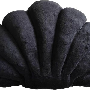 YRXRUS Almohada de concha, almohada negra con forma de concha de mar, almohada en forma de concha de patio, serie Accent Ocean, cojín de terciopelo YRXRUS Almohada de concha, almohada negra con forma de concha de mar, almohada en forma de concha de patio, serie Accent Ocean, cojín de terciopelo