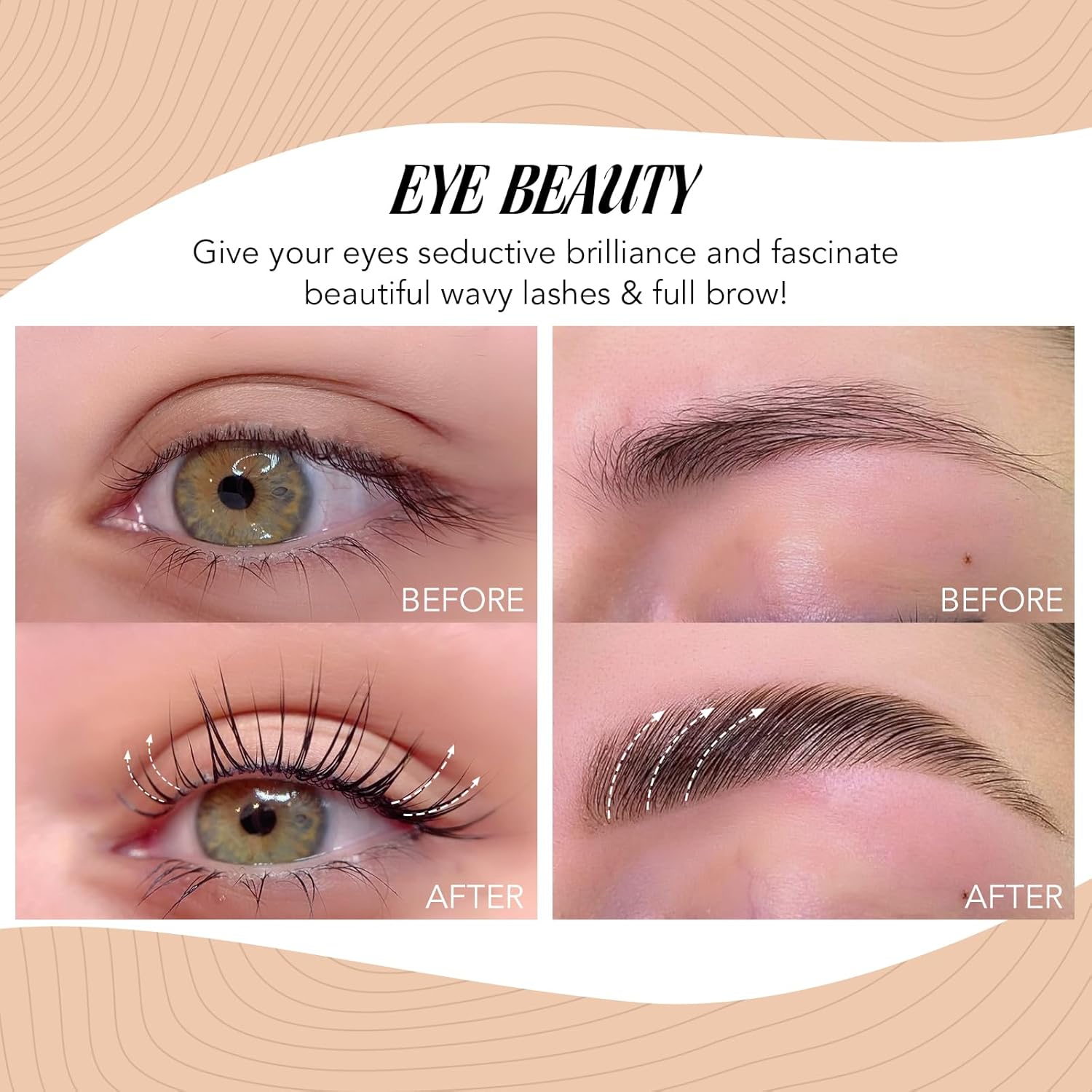 Libeauty Kit de elevación de pestañas y color para cejas con color negro, permanente de elevación rápida y coloración voluminosa con herramientas