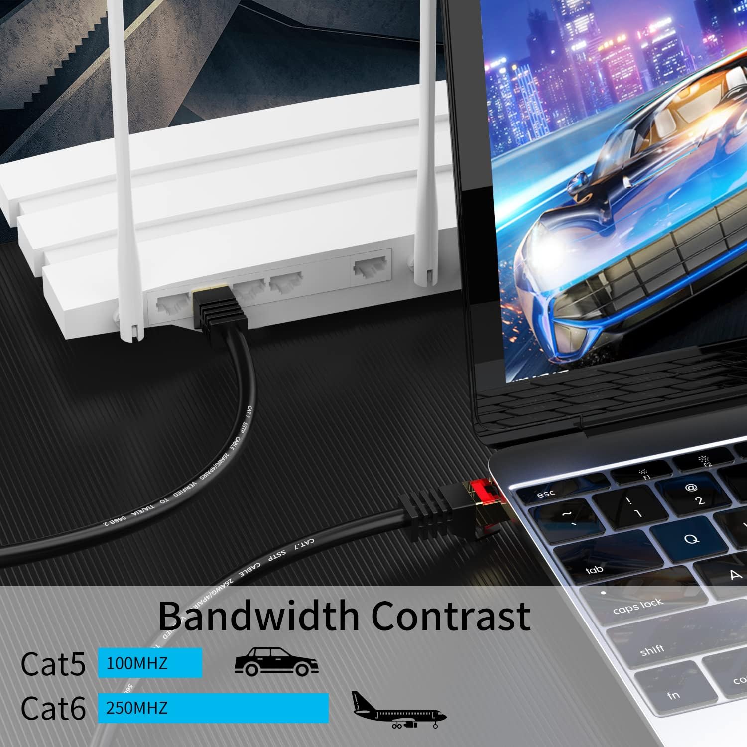 Cable Ethernet Cat6 para exteriores de 15 pies, blindado a tierra resistente a los rayos UV, impermeable, cable de red enterrable compatible con