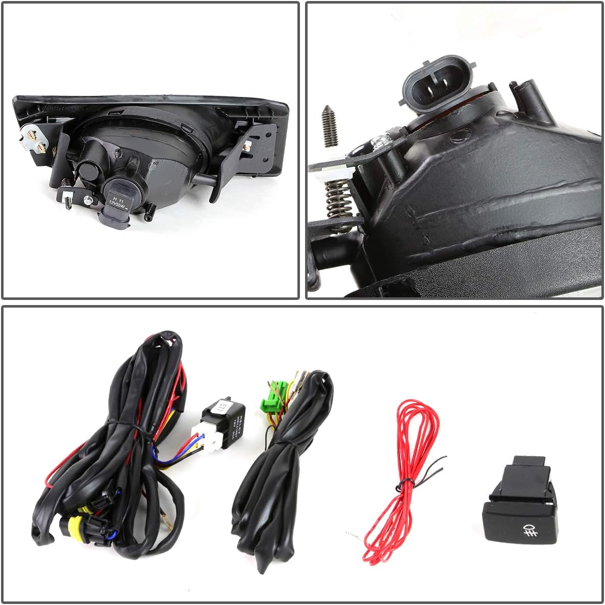 Auto Dynasty Compatible con Honda Accord Coupe UC1 par de luces antiniebla de conducción de parachoques + bisel + kit de cableado + interruptor