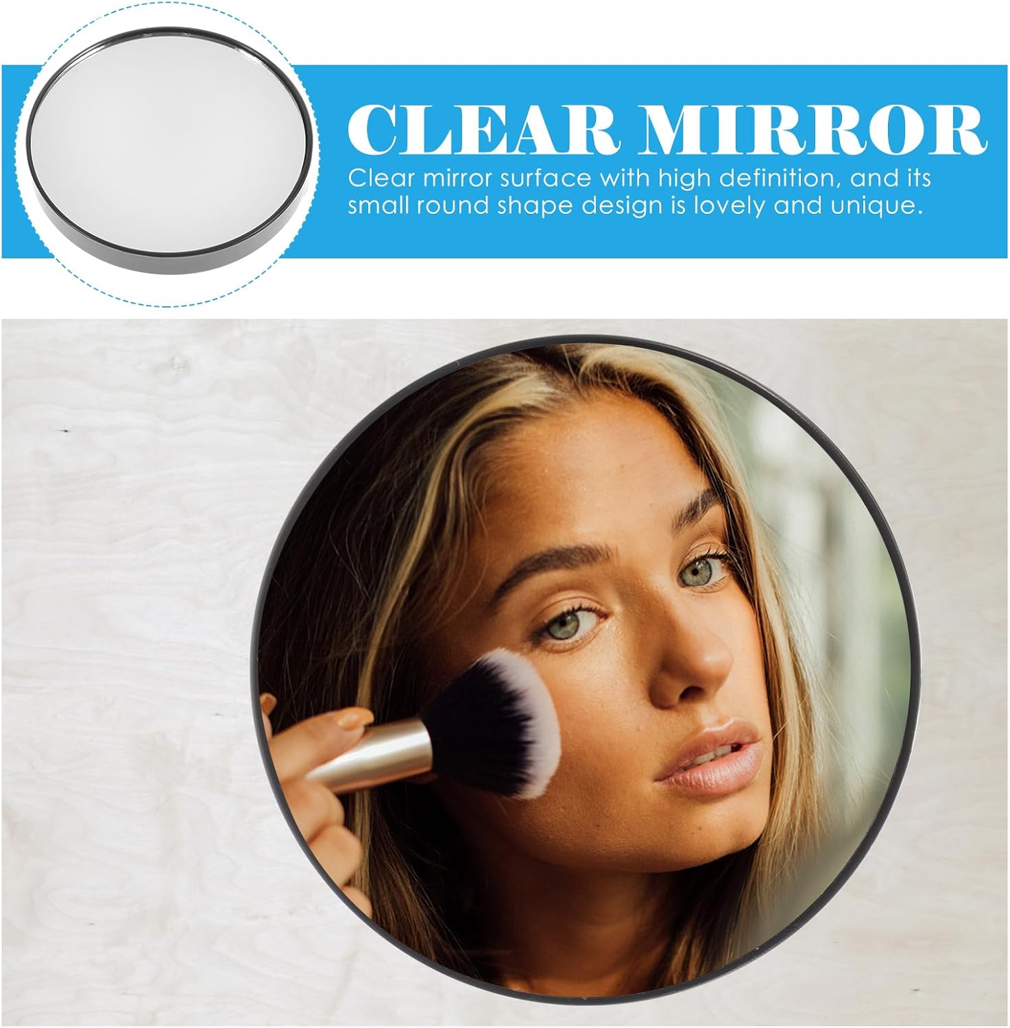 HEALLILY Espejo de lupa de 3.0 in 5X, espejo de pared redondo pequeño, espejo de maquillaje cosmético, espejo de bolsillo, espejo de baño con