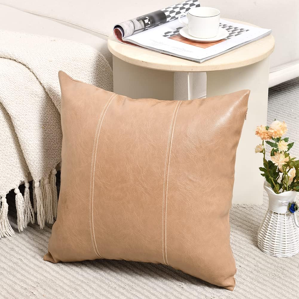 Fancy Homi Fundas de almohada de 22 x 22 pulgadas, 2 paquetes de fundas de almohada decorativas color marrón tostado de 22 x 22 pulgadas para sofá,