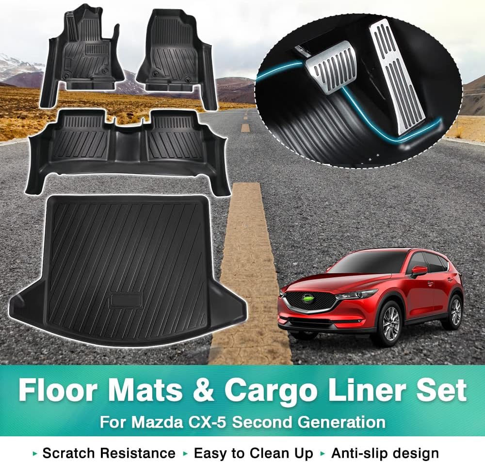 Mixsuper Alfombrillas de suelo y revestimiento de carga para Mazda CX-5 2017-2023 CX5 para todo tipo de clima, antideslizantes, duraderas, juego de