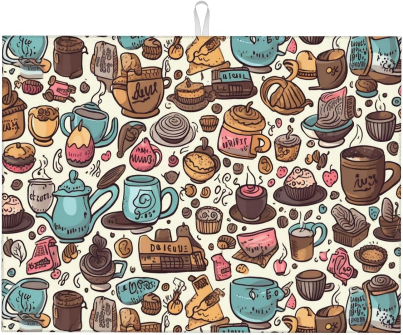 Tapete de secado de platos para tazas de café para decoración de encimera de cocina, 18 x 24 pulgadas, absorbente floral, reversible, de microfibra,