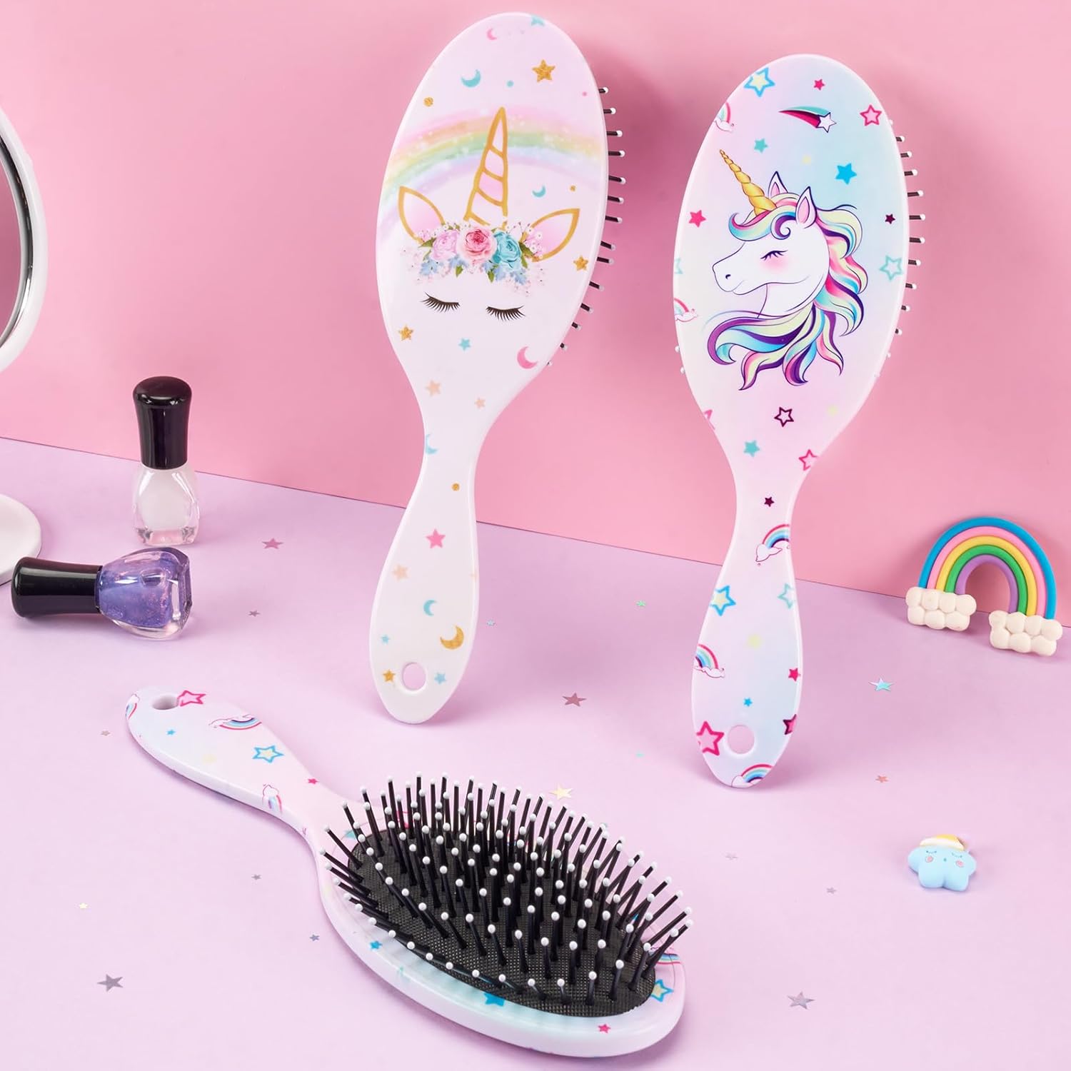 Cepillo de pelo de unicornio para niños pequeños, cepillo de cabello seco y húmedo para todo tipo de cabello, cepillos de pelo para niñas y niños,