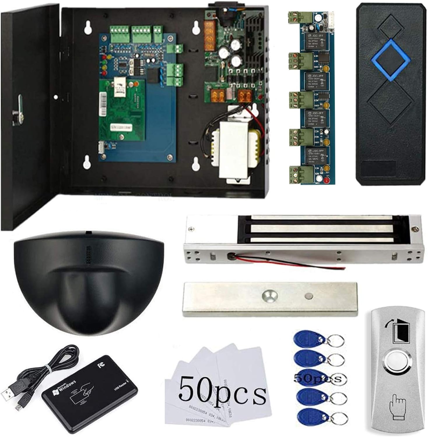 Sistemas de tablero de control de acceso de 1 puerta con panel de control de alarma contra incendios Cerradura magnética lector RFID Sensor de