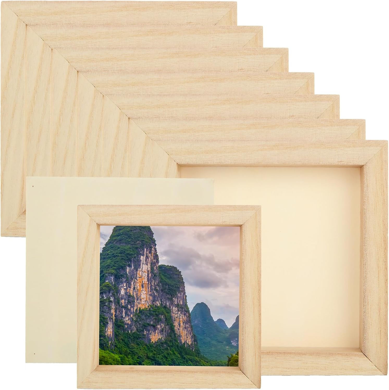 20 paneles de madera para pintar tableros de lienzo de madera sin terminar de 6 x 6 pulgadas, panel cuadrado en blanco de madera acunada para pintar