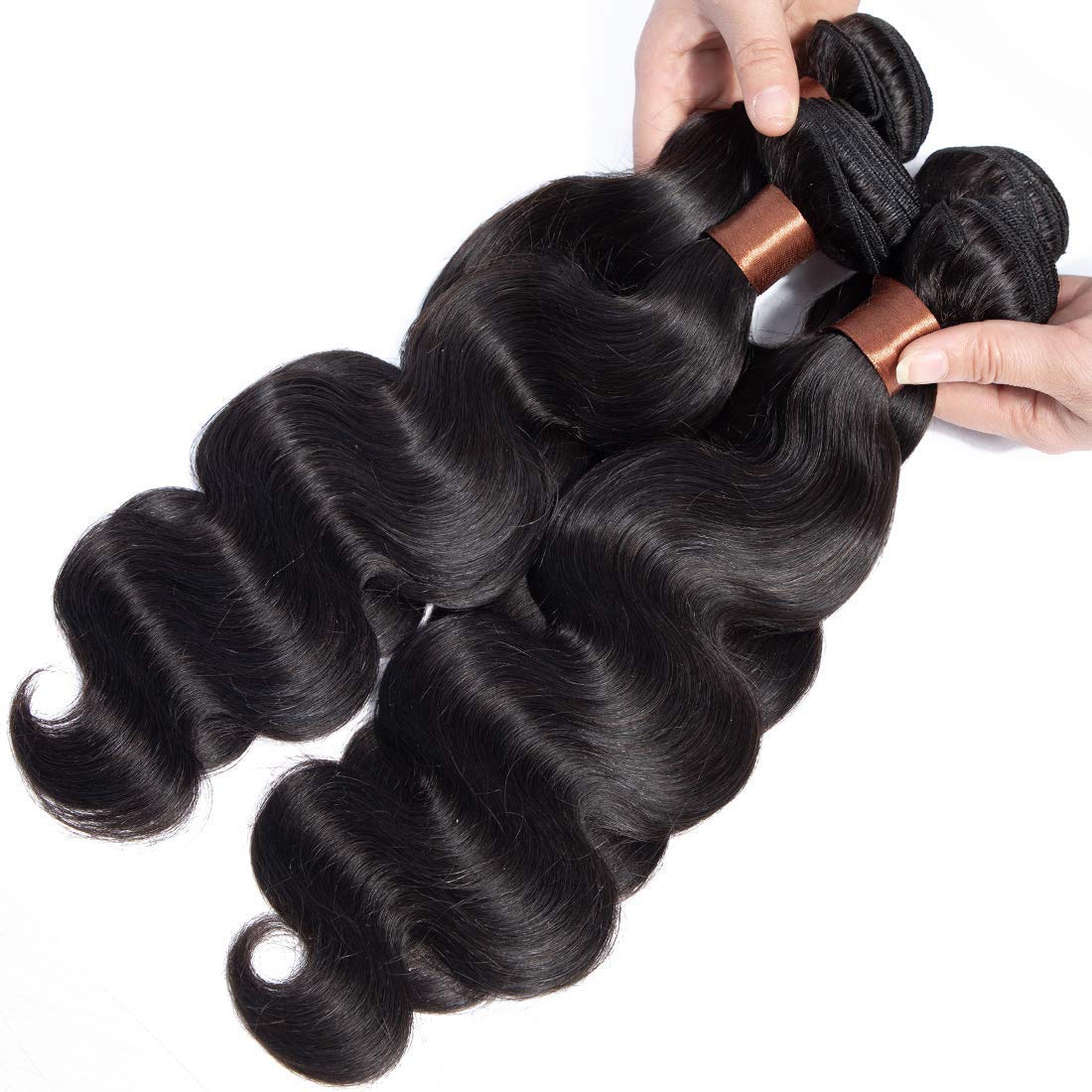 BLACKMOON HAIR Cabello virgen indio cuerpo onda 3 paquetes 16 18 20 pulgadas Cabello humano paquetes color negro natural