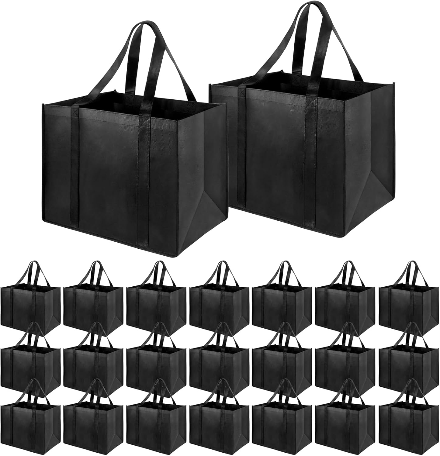 LadyRosian Paquete de 24 bolsas de comestibles reutilizables resistentes con asas reforzadas, bolsas de compras grandes plegables para cocina, ropa,