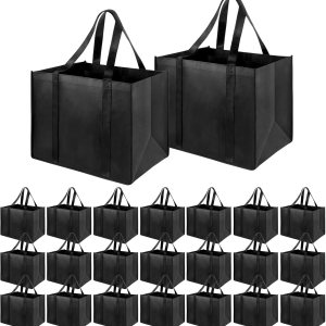 LadyRosian Paquete de 24 bolsas de comestibles reutilizables resistentes con asas reforzadas, bolsas de compras grandes plegables para cocina, ropa, LadyRosian Paquete de 24 bolsas de comestibles reutilizables resistentes con asas reforzadas, bolsas de compras grandes plegables para cocina, ropa,