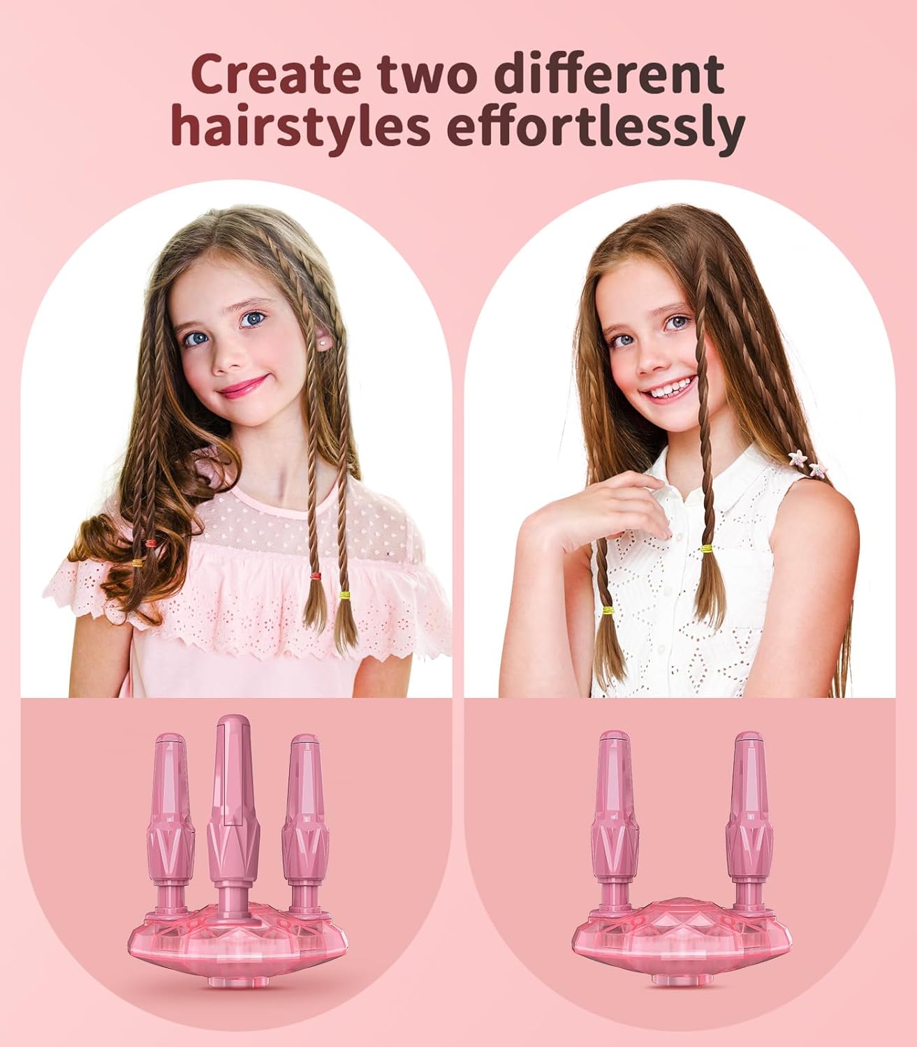 Geyiie Juguetes de peluquería para niños, kit de maquillaje para niñas con cuentas para trenzas de cabello, juguetes de princesa, herramientas de