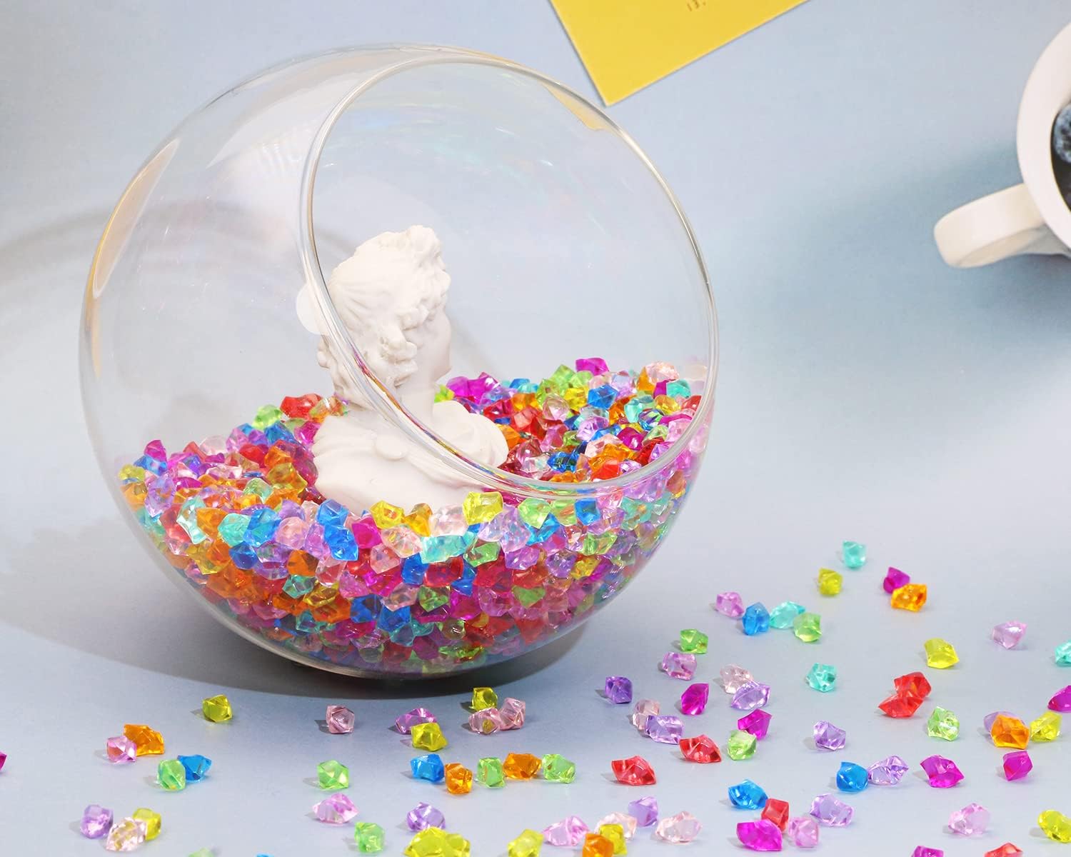 PENTA ANGEL Rocas de hielo trituradas falsas, 500 piezas con forma de diamantes, cubos de hielo de resina plástica para relleno de jarrón, tanque de