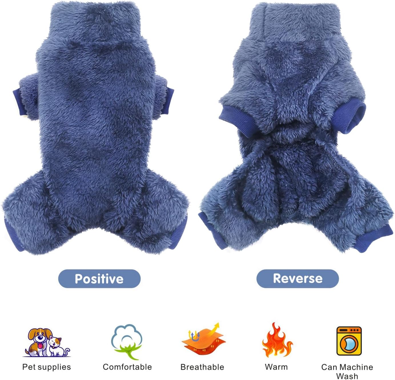 Idepet Pijama de terciopelo para perro, suéter de cuello alto para perro, mameluco de felpa suave para gatos, ropa para mascotas, traje de invierno,