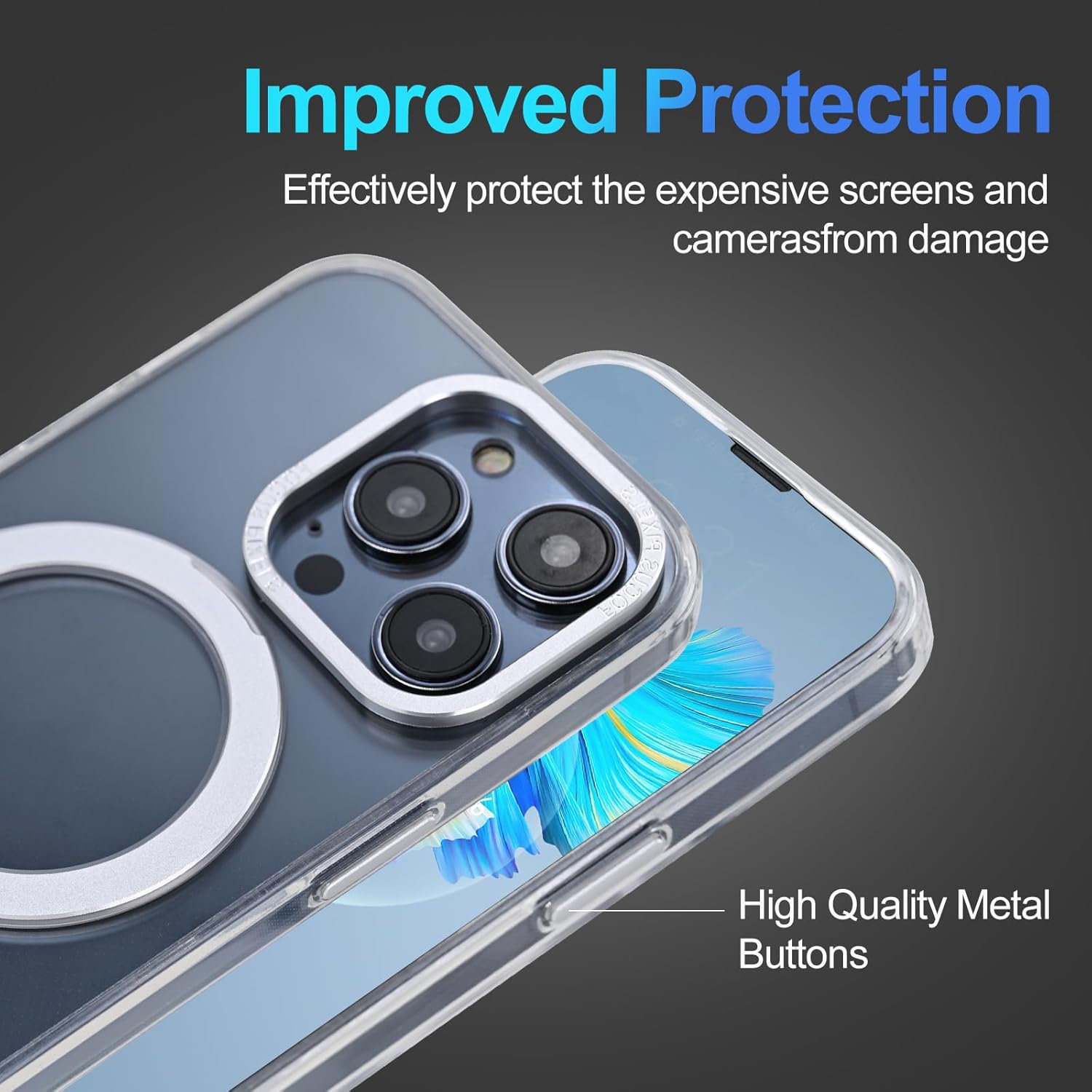 Funda rígida magnética transparente para iPhone 14 Pro, compatible con las últimas fundas de teléfono con Magsafe, con soporte, protección de grado