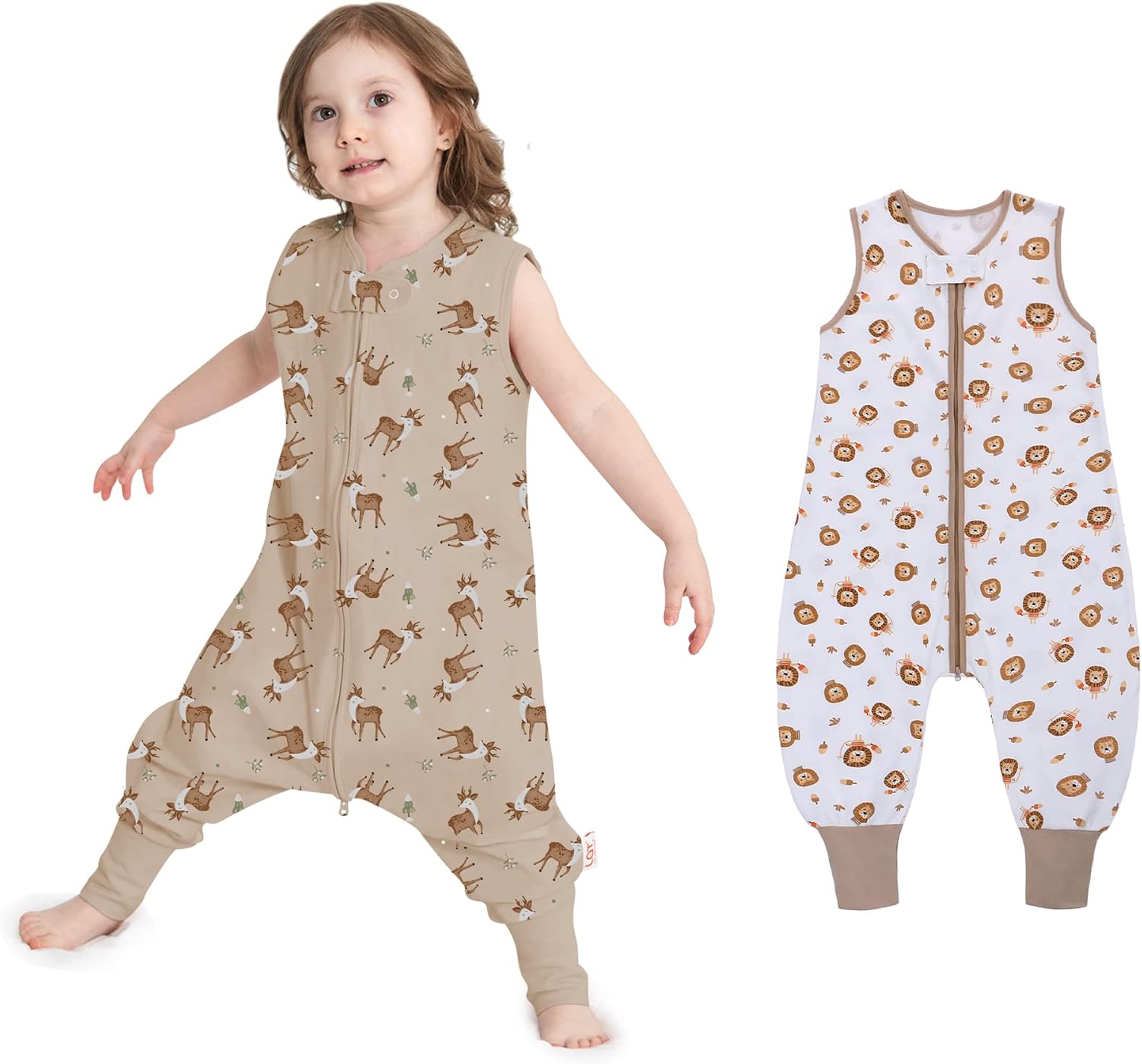 LAT – Saco de dormir para bebé, saco de dormir de algodón sin mangas para niños pequeños con piernas, manta con cremallera 6M-4T