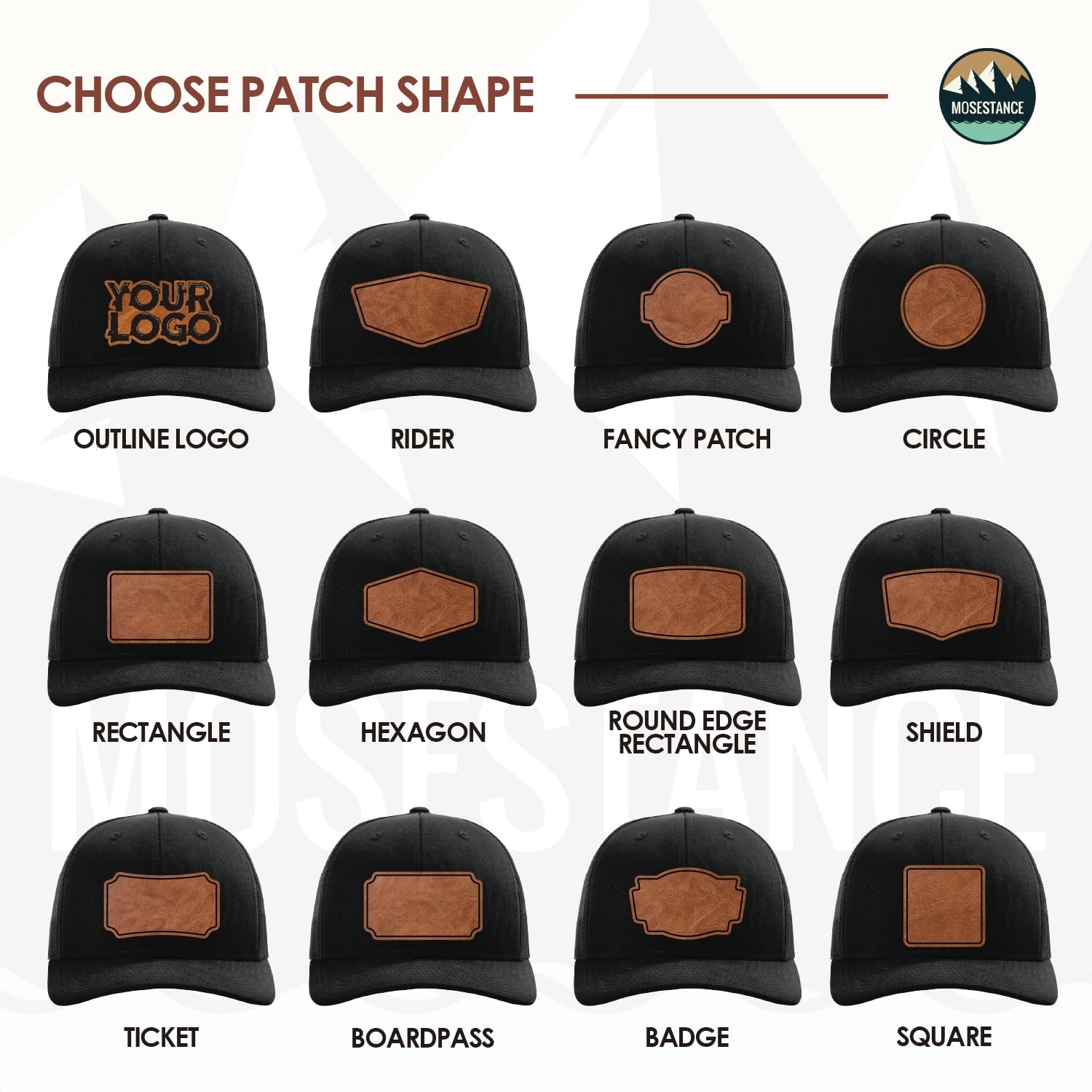 Personalized Custom 112 Style Trucker Leather Patch Hat for Men & Women, 6 Panel Structured Baseball Cap with Snapback Enclosure, Premium Snapback