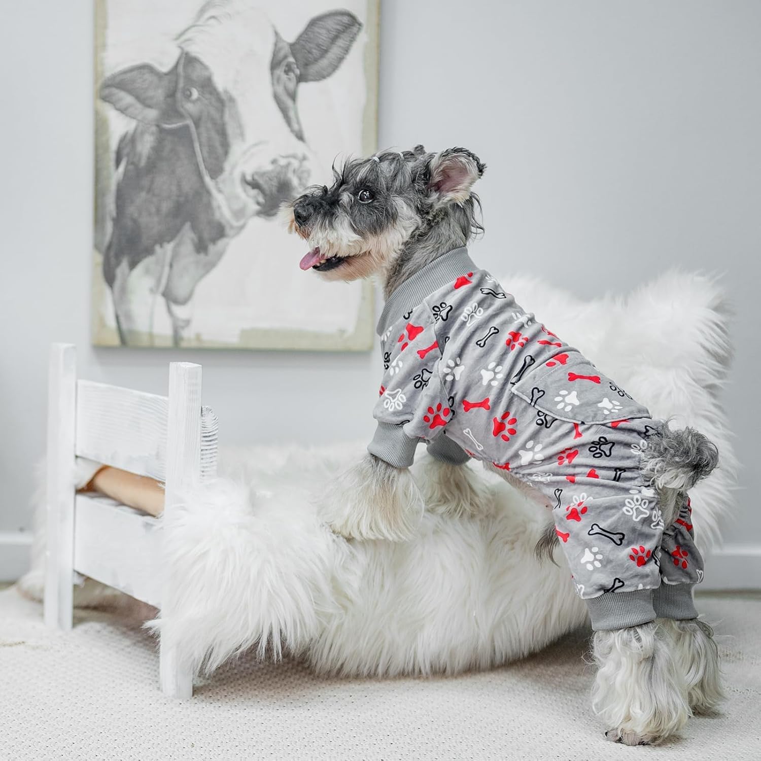 PUPTECK Pijama de forro polar suave para perros pequeños y medianos, adorables suéteres para cachorros, ropa de pijama, abrigo ligero para gatos,