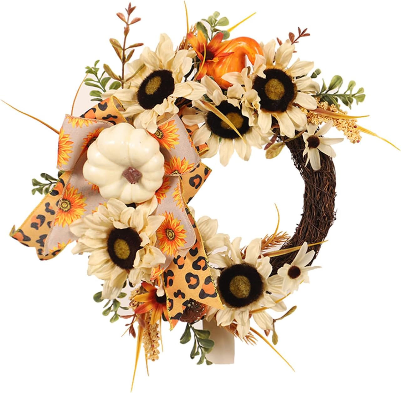 Corona de puerta de Halloween, guirnalda de hojas de arce, corona de otoño e invierno para Navidad, Acción de Gracias, adornos decorativos para el
