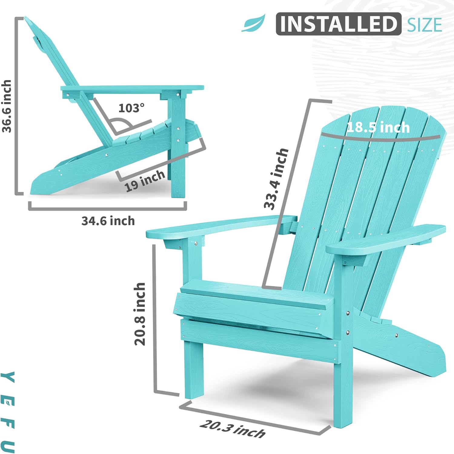 YEFU Silla Adirondack de plástico resistente a la intemperie, sillas de patio de 5 pasos de fácil instalación, se ve exactamente como madera real,