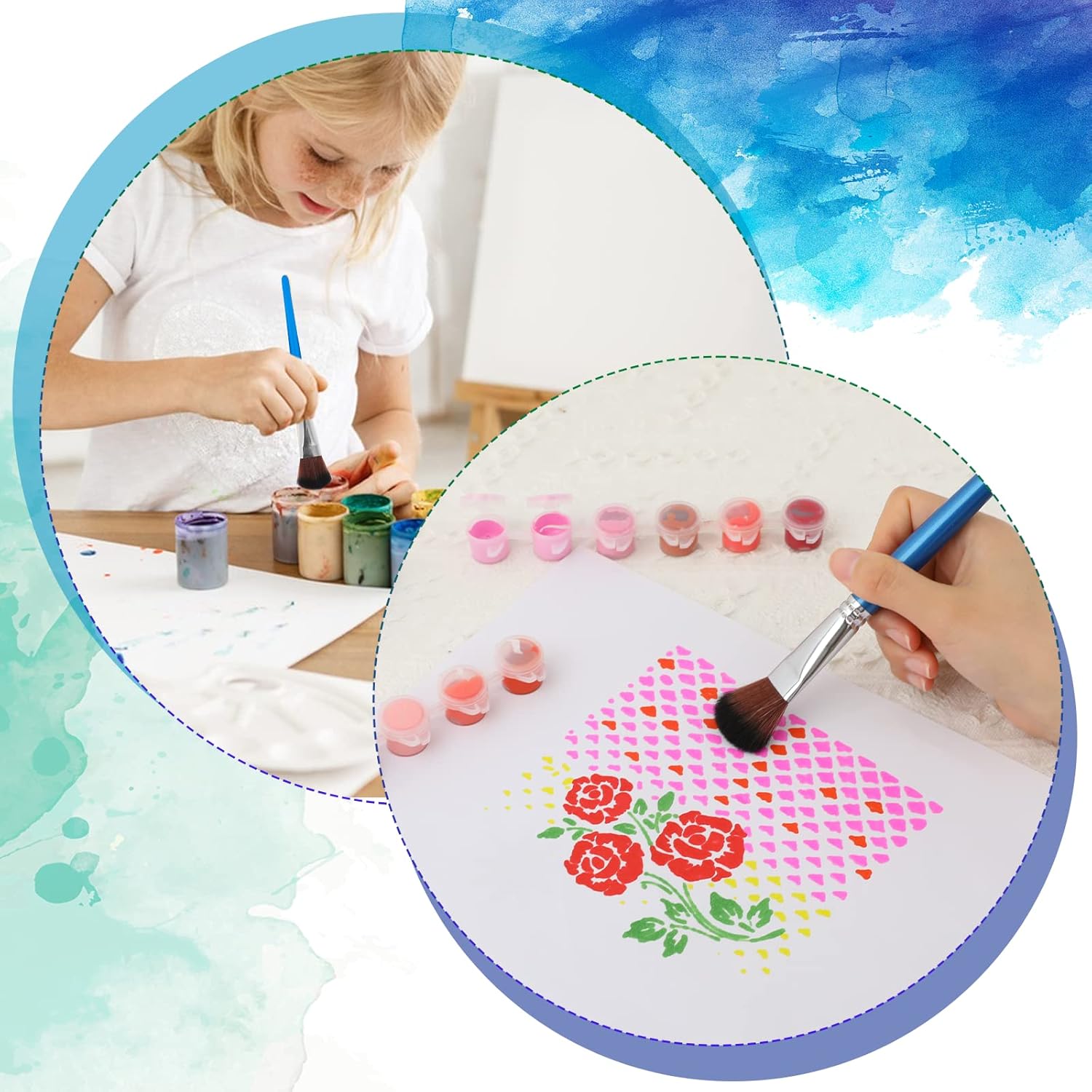 6 pinceles para fregona para pintura acrílica, pincel de mezcla de 1 pulgada, pinceles de pintura para pintura acrílica, pincel ovalado para