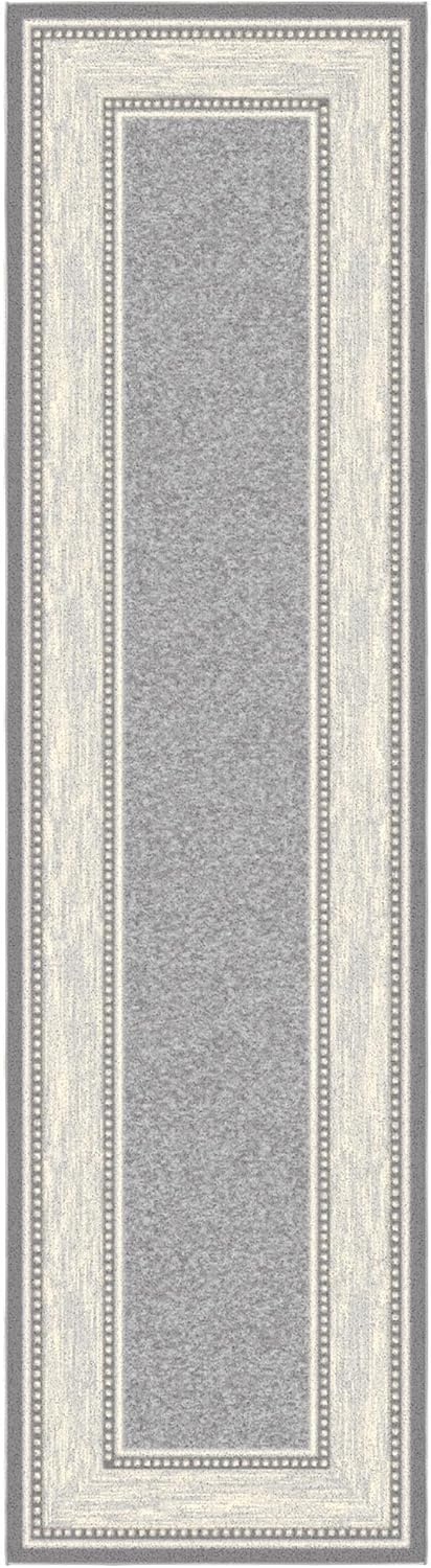 Ottomanson Ottohome Collection – Alfombra antideslizante de goma con bordes de 3 x 10 pulgadas, 2 pies 7 pulgadas x 9 pies 10 pulgadas, color gris