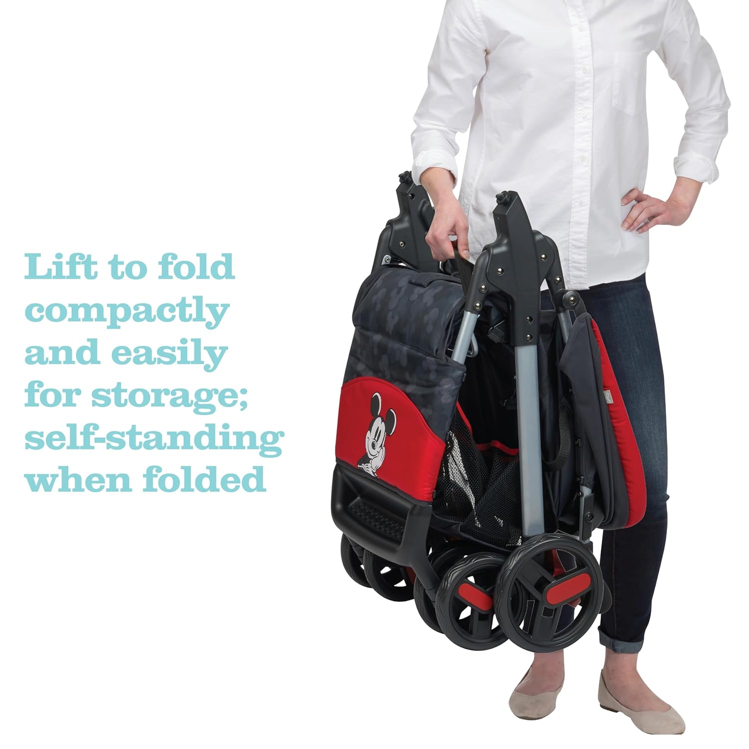 Disney Baby Mickey Mouse Simple Fold LX Sistema de viaje, elevador para plegar de forma compacta en menos de un segundo para un fácil almacenamiento