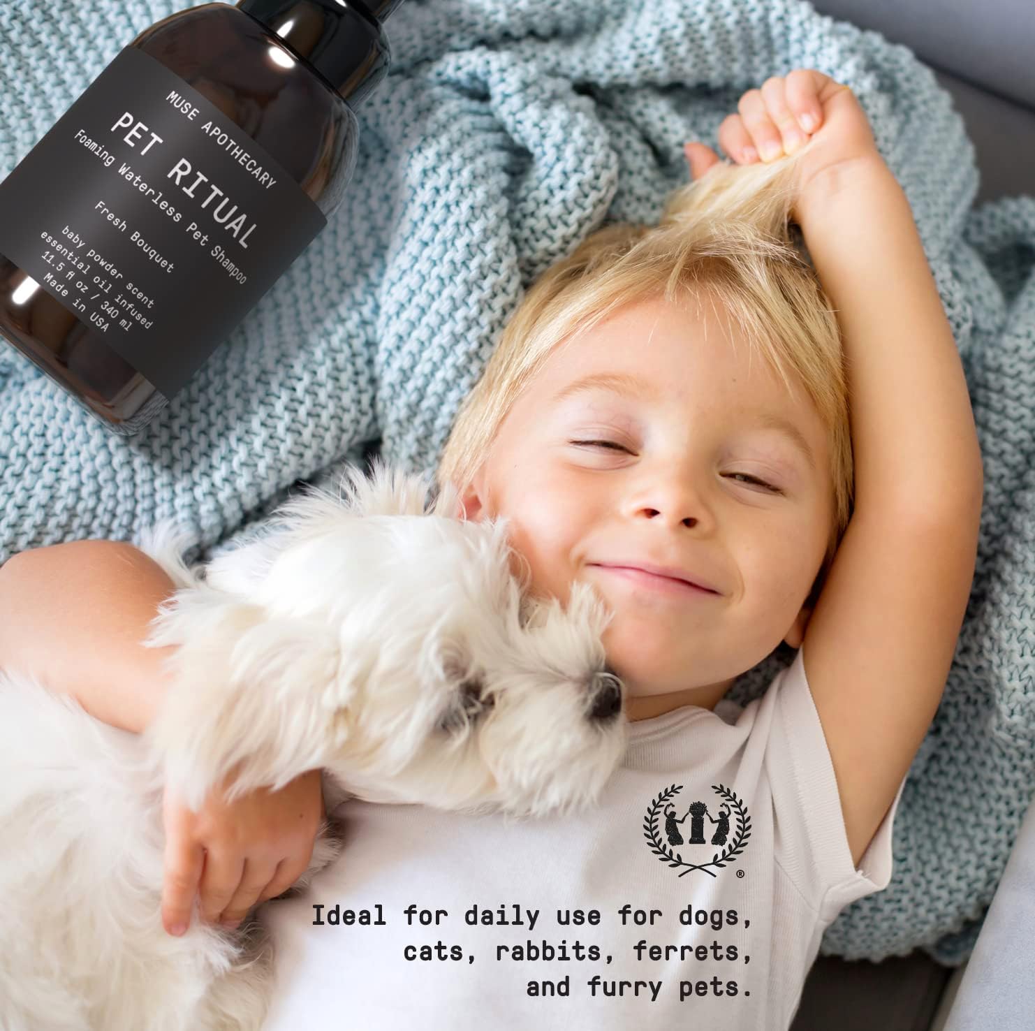 Muse Apothecary Pet Ritual – Champú espumoso sin agua para perros, champú sin agua para perros, champú para perros sin enjuague, champú para perros