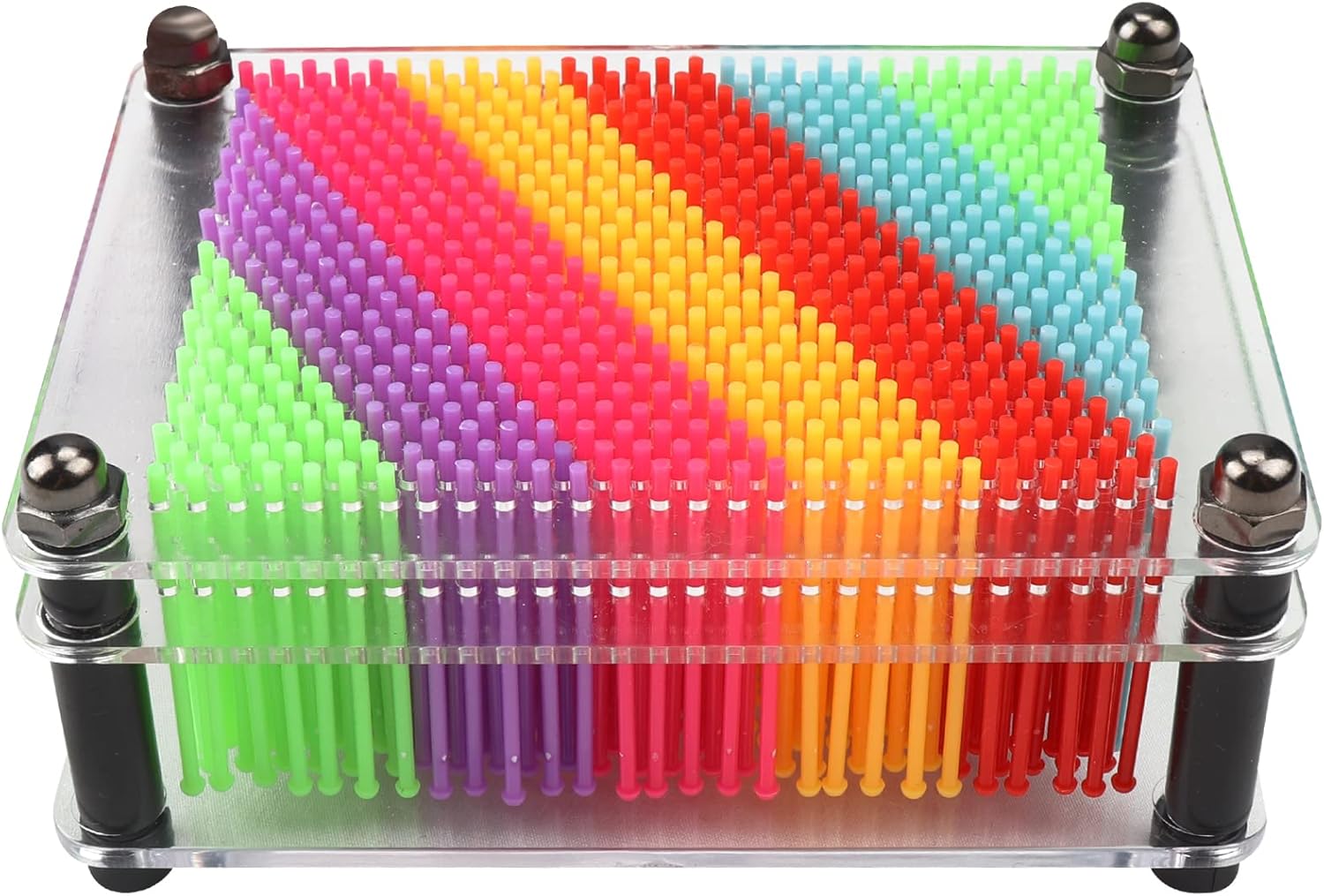 Juguete de arte de pin 3D, tamaño 3.75 x 5 pulgadas, juguete de impresión de tablero de arte 3D de metal único para niños (arco iris, plástico)