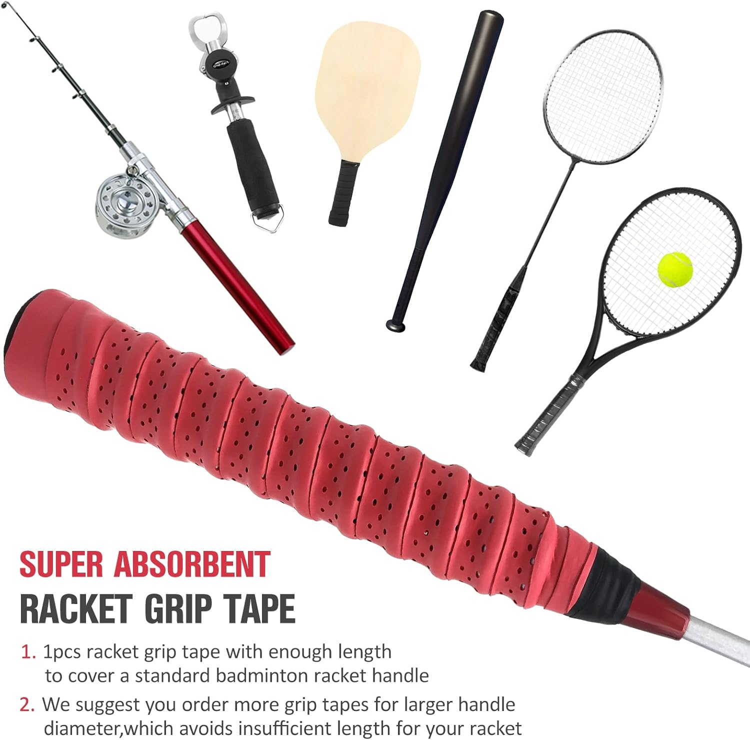 HUIOP Cinta de raqueta, agarre de tenis, 5 piezas de cinta de agarre de raqueta súper absorbente de bádminton EVA overgrip agarre de tenis que