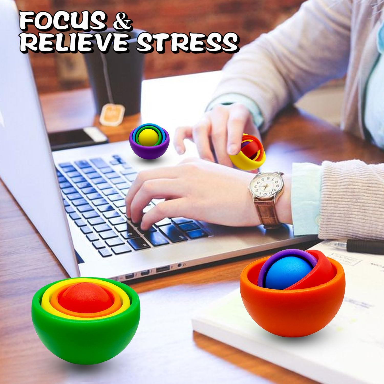 Paquete de 3 juguetes sensoriales para la ansiedad, bola giratoria 3D divertida con giro infinito, juguetes de giroscopio para niños y adultos,