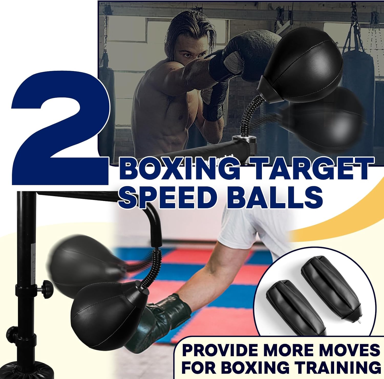 Entrenador de velocidad de boxeo de 82 pulgadas, con barra giratoria de saco de boxeo, pelota de boxeo de entrenamiento con barra reflectante,