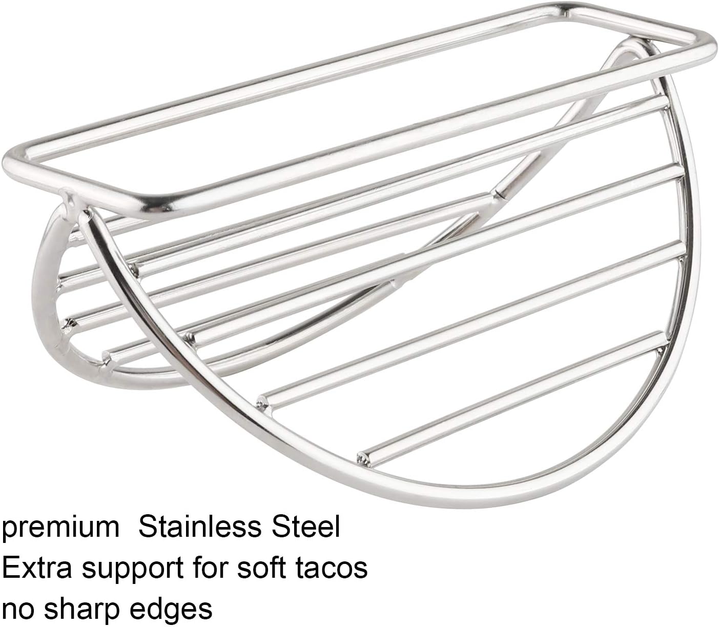 YellRin Juego de 4 soportes para tacos de acero inoxidable para tacos blandos o rígidos, para burritos y tortillas