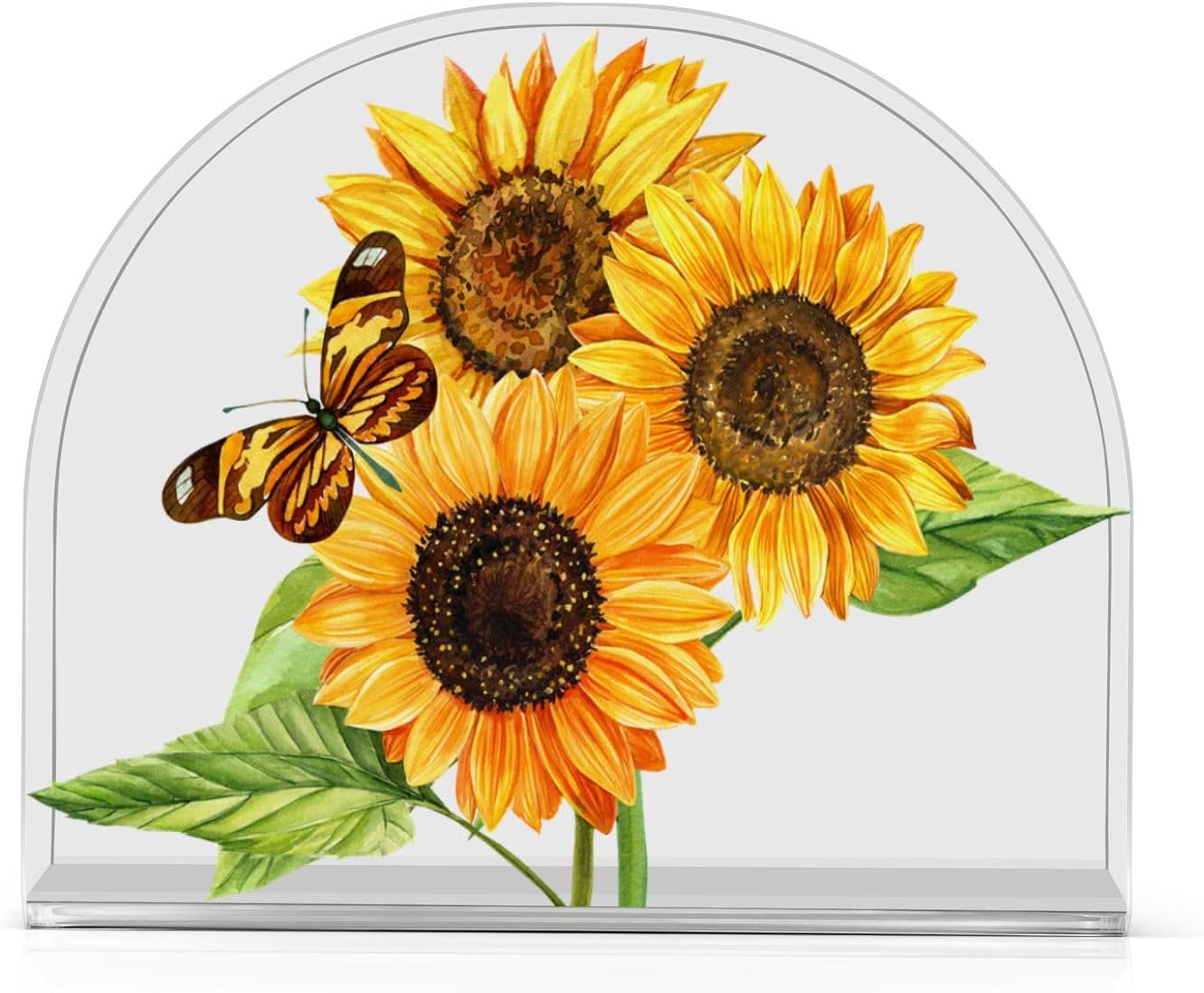 Servilletero de acuarela de girasoles y mariposas, servilleteros acrílicos para mesa de cóctel, dispensador, soporte de papel para cocina, comedor,