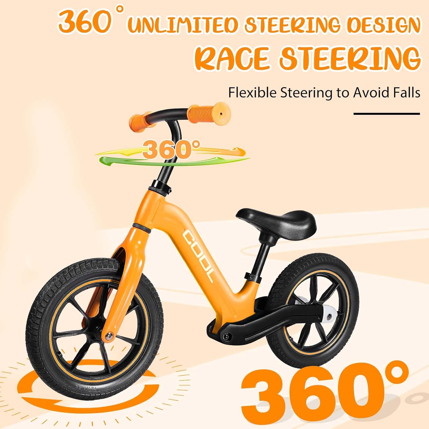 CCCDF Bicicleta de equilibrio para niños de 2 años, bicicleta de empuje de 12 pulgadas, bicicleta deportiva de entrenamiento temprano, asiento y