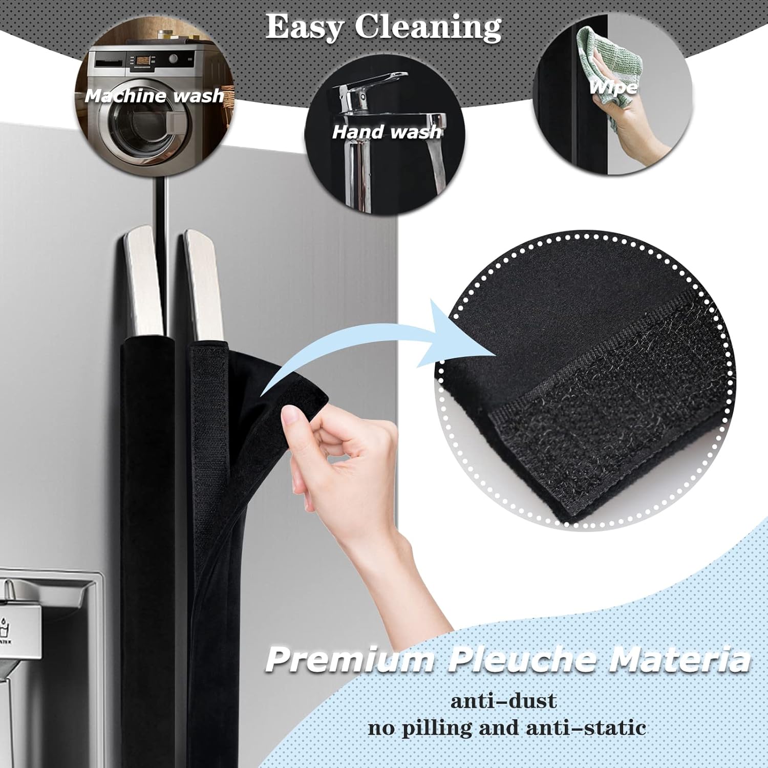Fundas para manijas de puerta de refrigerador, tela lavable, decoración de cocina, mantiene el electrodoméstico limpio, antiestáticas, para nevera,