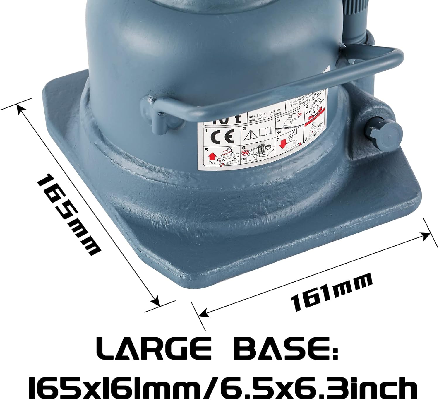 BAOSHISHAN Gato de botella de perfil bajo Jack de 10 toneladas doble Ram Jack 4-78 ” a 8-78 ” Rango de elevación Gato hidráulico Stubby Short