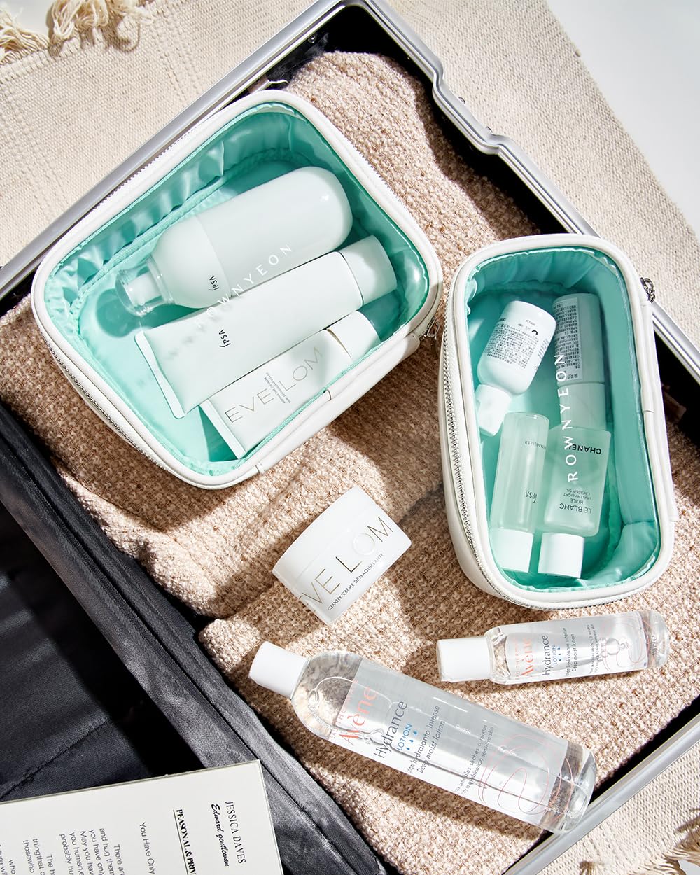 Rownyeon – Estuche de maquillaje transparente, 3 piezas, juego de bolsas de cosméticos transparentes, estuche de viaje para maquillaje, organizador